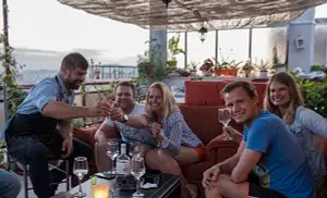 Greek Feast With An Acropolis View